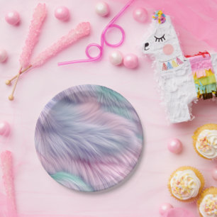 Assiettes En Carton Pastel Rainbow Fur