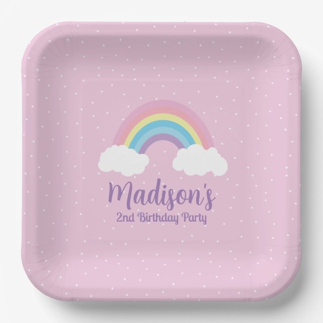 Assiettes En Carton Pastel Rainbow Pink Plate (Recto)