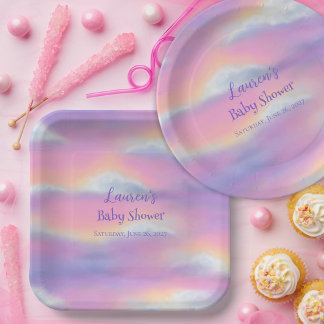 Assiettes En Carton Pastel Rainbow Sky Baby shower
