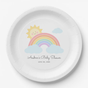 Assiettes En Carton Pastel Rainbow Sunshine Baby shower ou anniversair