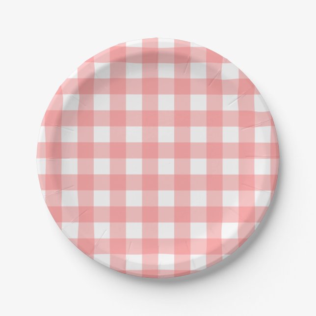Assiettes En Carton Pastel Raspberry Red Paster Plaid Motif (Devant)