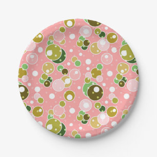 Assiettes En Carton Pastel rose enfants amusants bulles cercles d'anni