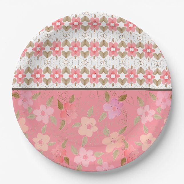 Assiettes En Carton Pastel Rose Et Peach (Devant)