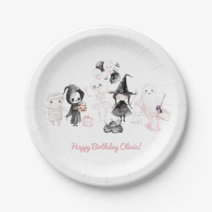 Assiettes En Carton Pastel rose fille halloween anniversaire