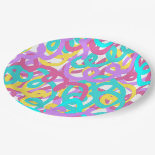 Assiettes En Carton Pastel Spirales Abstrait Imprimer