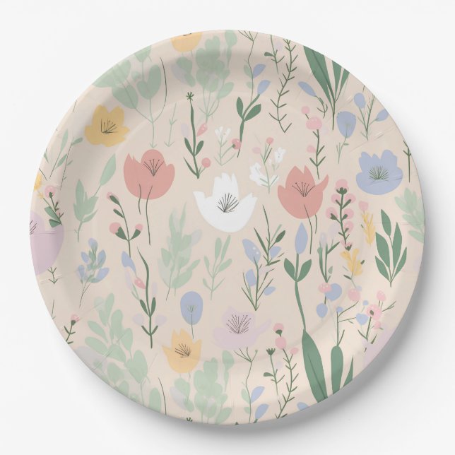 Assiettes En Carton Pastel Tulip Design (Devant)