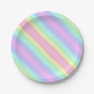 Assiettes En Carton Pastel Unicorn Arc-en-ciel rayure
