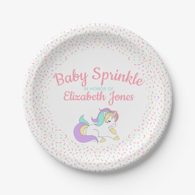 Assiettes En Carton Pastel Unicorn Baby Sprinkle (Devant)