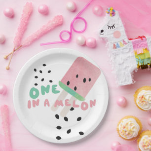 Assiettes En Carton Pastèque Mignonne qui Fête son Premier Anniversair