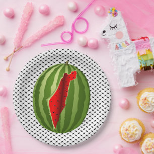 Assiettes En Carton Pastèque Palestine - Slice