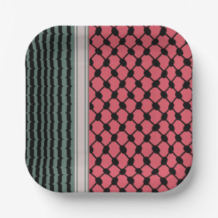 Assiettes En Carton Pastèque palestinienne Hatta Keffiyeh Kufiya Folk