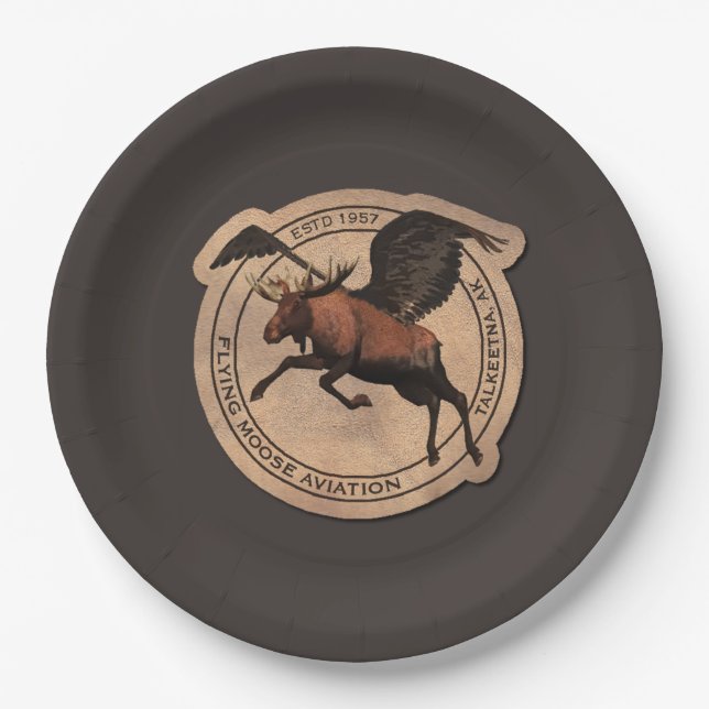Assiettes En Carton Patch Flying Moose Aviation (Devant)