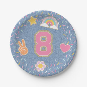 Assiettes En Carton Patch Preppy Denim Jean Jacket 8e anniversaire