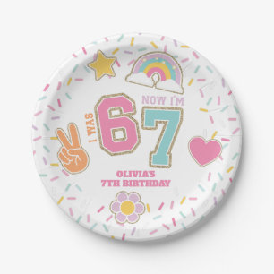 Assiettes En Carton Patch Preppy J'avais SIX ans maintenant j'ai SEPT