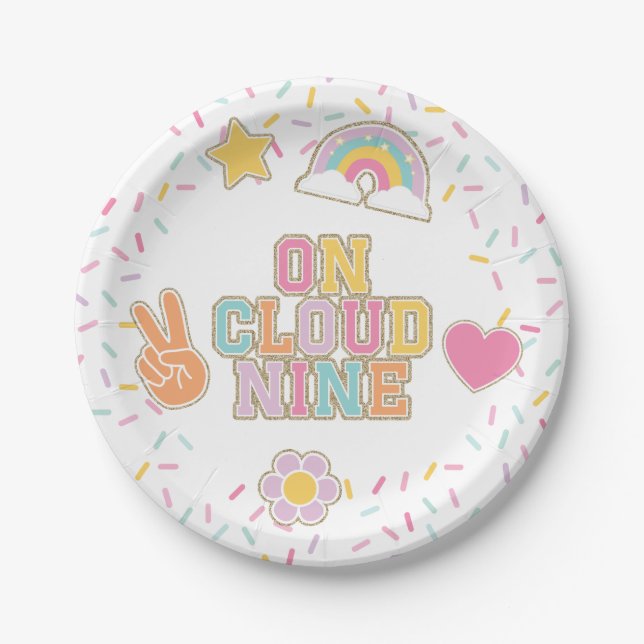Assiettes En Carton Patch Preppy Sur Cloud Neuf 9e Anniversaire (Devant)