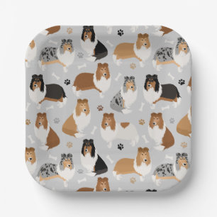 Assiettes En Carton Pâtes et os de collie rugueux