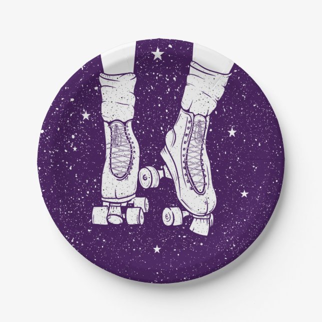 Assiettes En Carton Patinage à rouleaux de nuit (Devant)