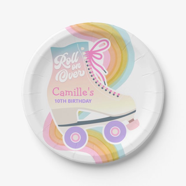 Assiettes En Carton Patinage à roulettes fête d'anniversaire (Devant)