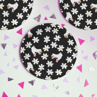 Patinage Floral Noir Et Rose Anniversaire