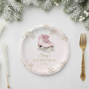 Assiettes En Carton Patinage sur glace d'hiver Anniversaire Paillettes