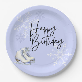 Assiettes En Carton Patinage sur glace Fête d'anniversaire d'hiver