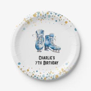 Assiettes En Carton Patinage sur glace Plaque d'anniversaire, Patinage