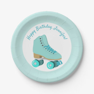 Assiettes En Carton Patinage turquoise Graphique Roller Patinage à th