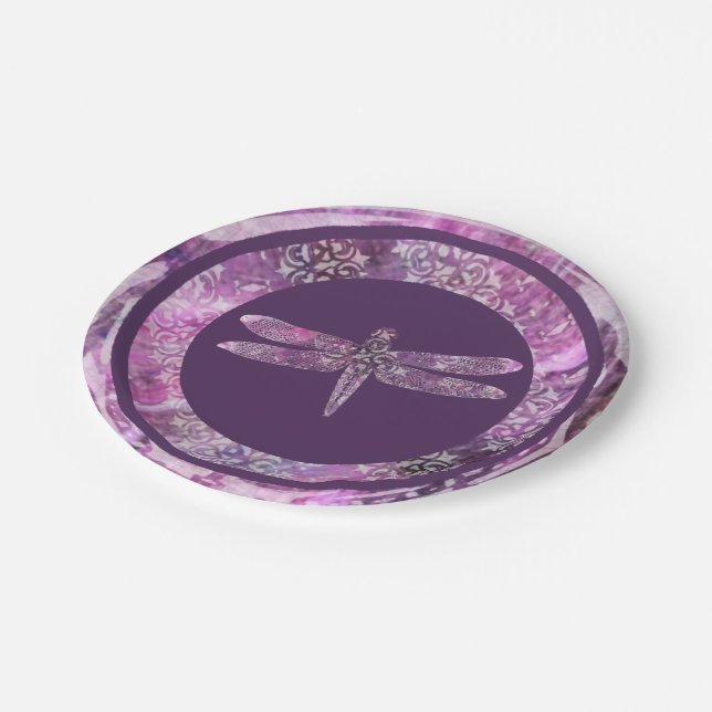 Assiettes En Carton Patine pourpre : Libellule (Angle)