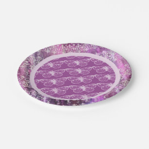 Assiettes En Carton Patine pourpre : Papillons