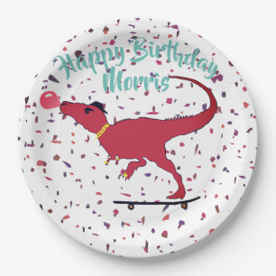 Assiettes En Carton Patineur T-rex