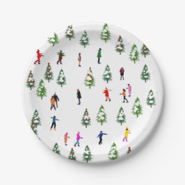 Assiettes En Carton Patineurs sur glace Pine │ patinage sur glace Noël