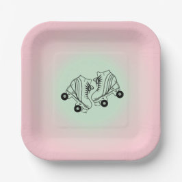 Assiettes En Carton Patins à rouleaux Pink Ombre