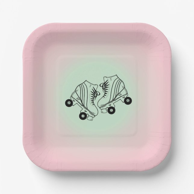 Assiettes En Carton Patins à rouleaux Pink Ombre (Recto)