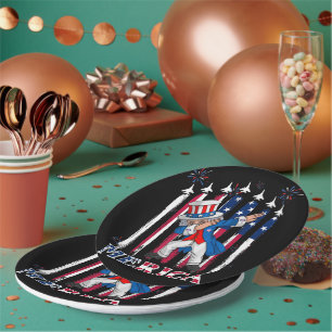 Assiettes En Carton Patriotic Uncle Sam Dabbing 4th of July