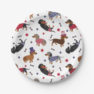 Assiettes En Carton Patriotique Dachshund