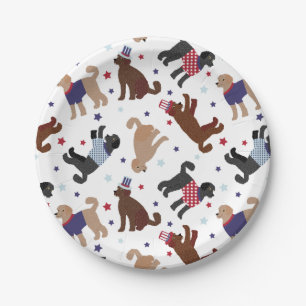 Assiettes En Carton Patriotique Labradoodle Motif
