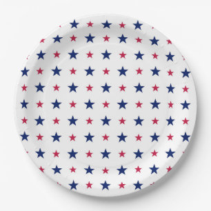 Assiettes En Carton Patriotique Rouge Blanc Bleu Étoiles USA