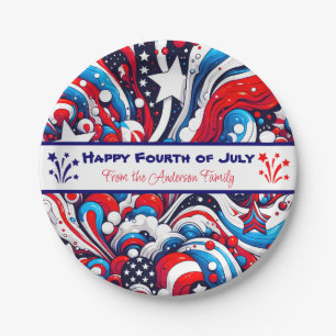Assiettes En Carton Patriotique rouge, blanc et bleu Personnalisé