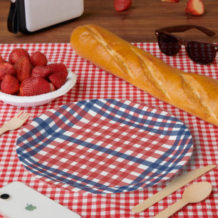 Assiettes En Carton Patriotique Rouge Bleu Bleu Plaid