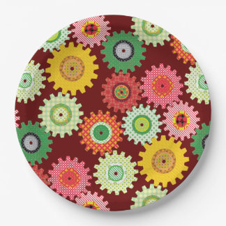 Assiettes En Carton Patterned Gears