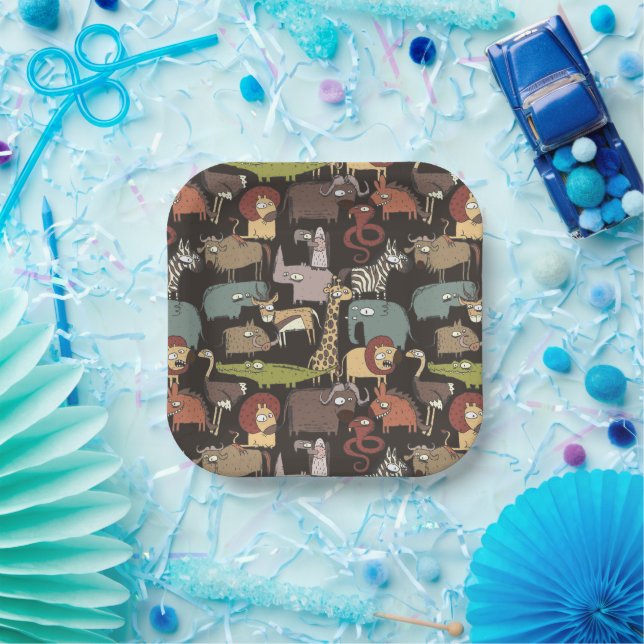 Assiettes En Carton Patterns d'African Animals (Fête)