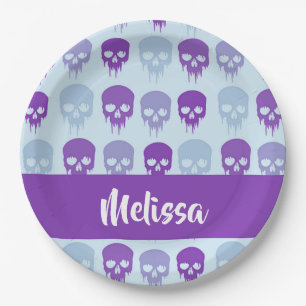 Assiettes En Carton Patterns de Purple and Blue melting skulls
