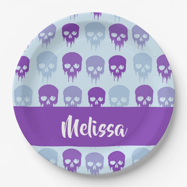 Assiettes En Carton Patterns de Purple and Blue melting skulls (Devant)
