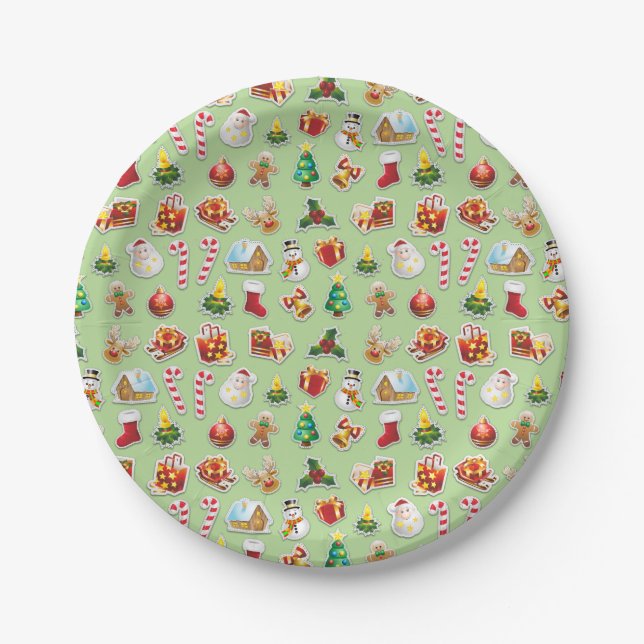 Assiettes En Carton Patters de Noël (Devant)