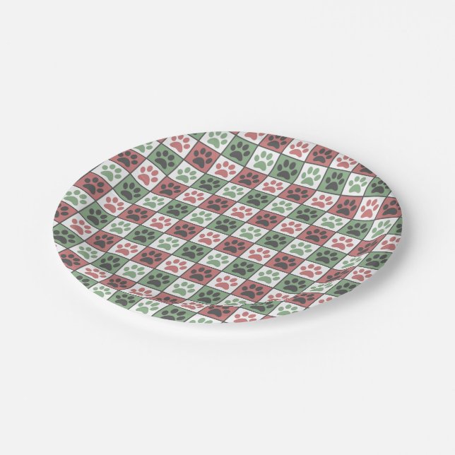 Assiettes En Carton Patters de Red and Green (Angle)