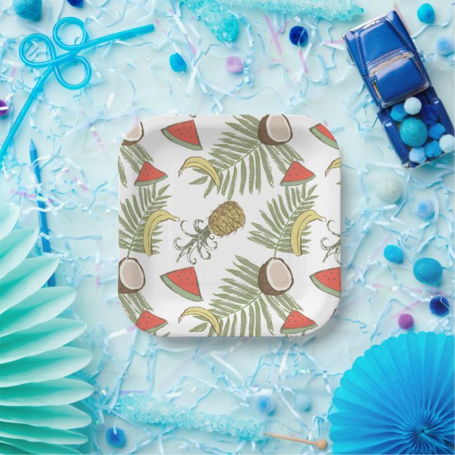 Assiettes En Carton Patters de Tropical Fruit (Fête)