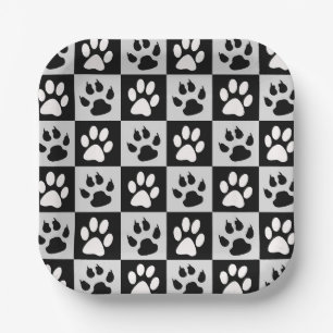 Assiettes En Carton Pattes et griffes à carreaux