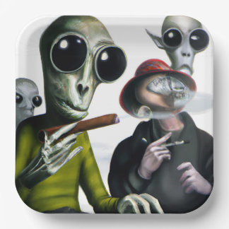 Assiettes En Carton Pause fumée Alien