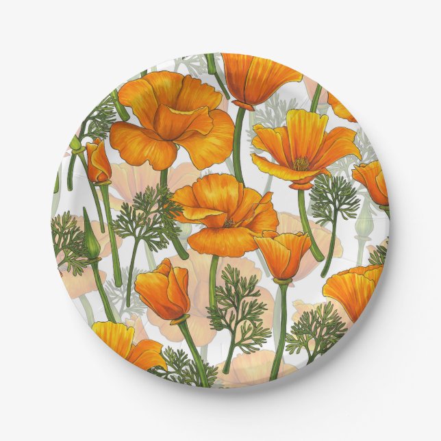 Assiettes En Carton Pavot de Californie (Devant)