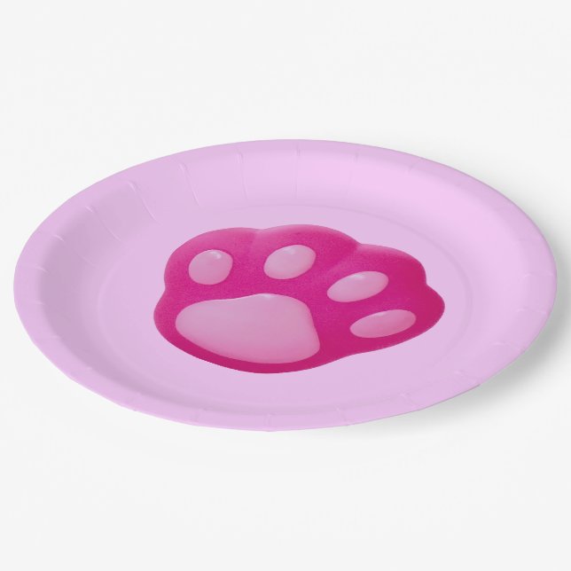 Assiettes En Carton Paw rose Chiot (Angle)
